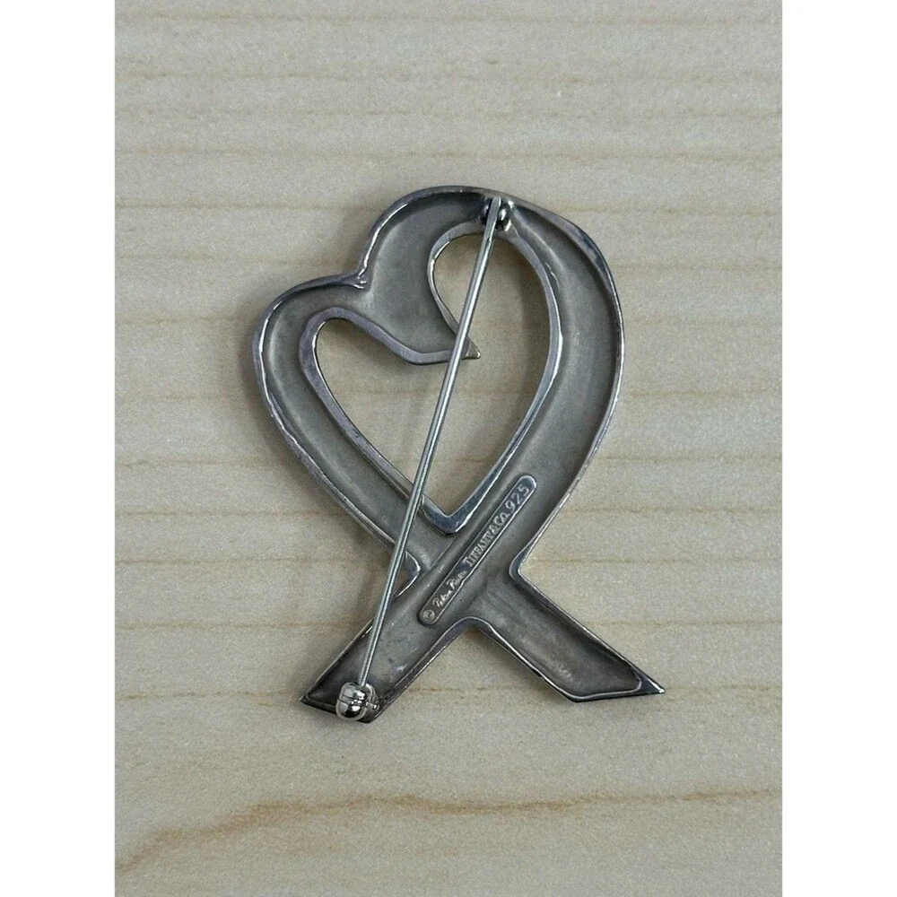 Tiffany & Co Sterling Silver .925 Paloma Picasso Loving Heart Brooch Pin 1.75”